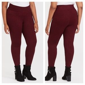 Torrid Studio Ponte Slim Fix Pixie Pant - Red Plaid Houndstooth
